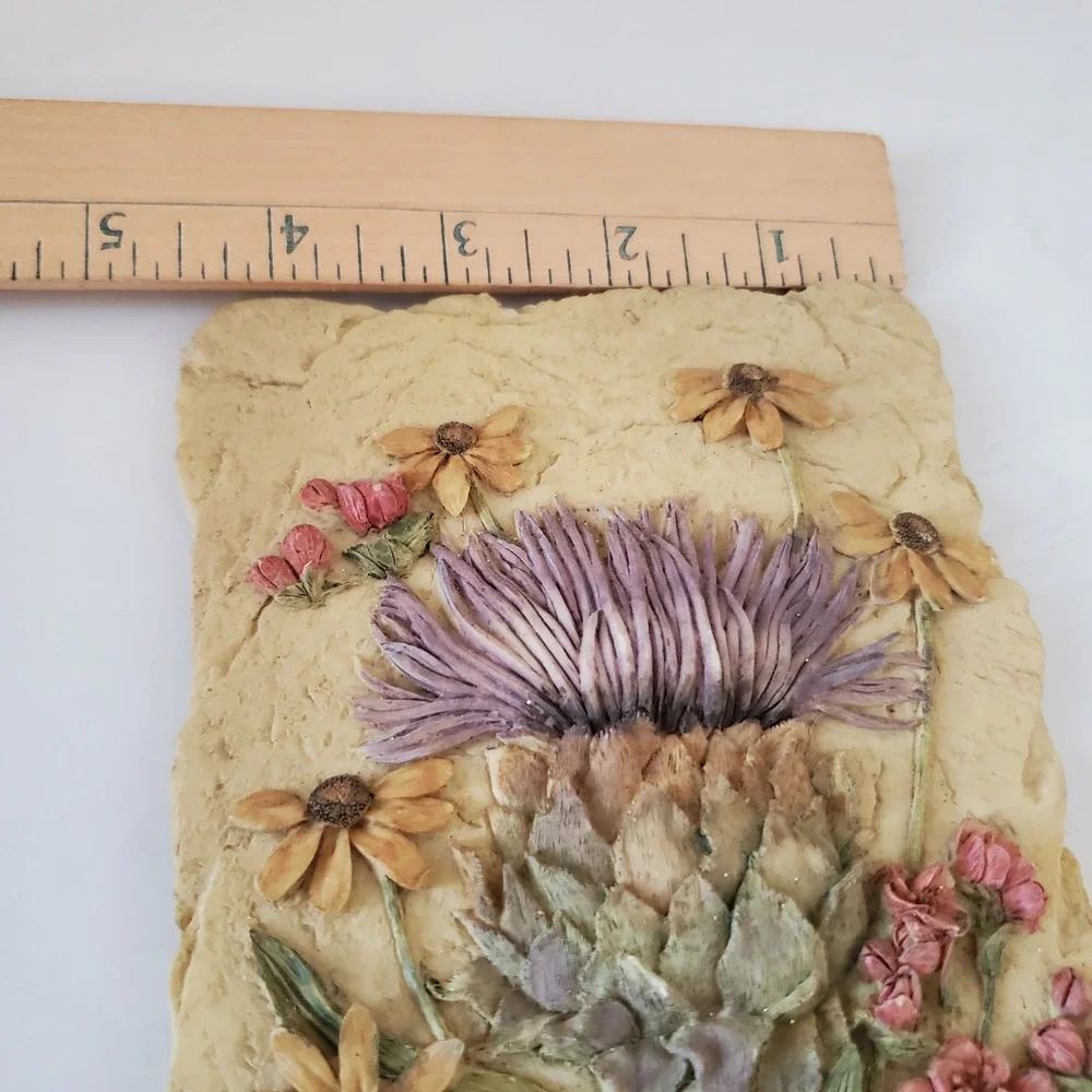 Cynara Artichoke Thistle 3D Floral Wall Plaque Botanical Relief Decor 6.5x4.5